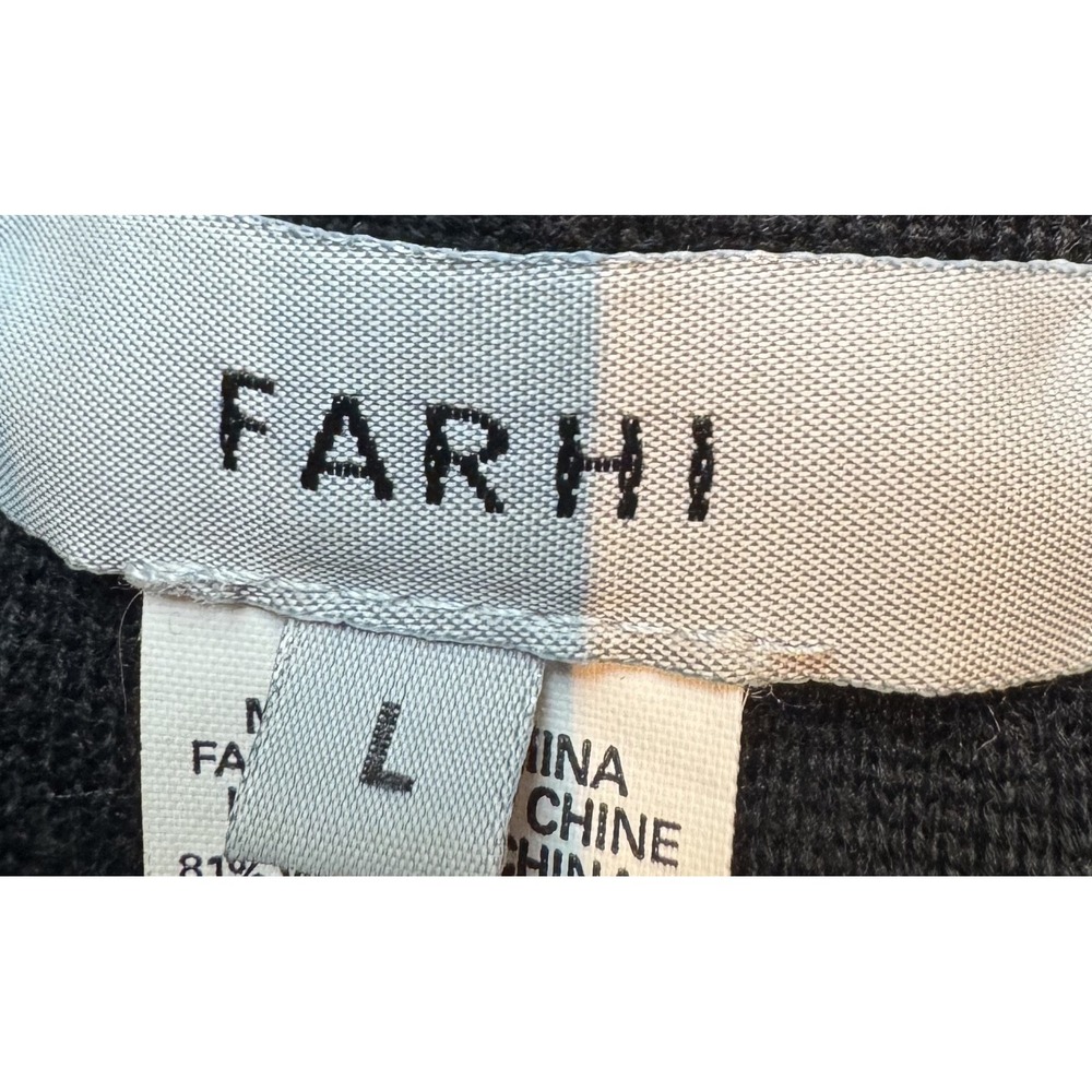 Farhi Men's Wool Blend Black Sweater Full Zip Mock Neck Preppy Academia Sz L - Picture 3 of 3